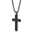 thumbnail image 2 of Spartan Stainless Steel with Black Spinel Gemstones Men's Cross Pendant Necklace, 2 of 5