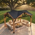 thumbnail image 2 of Backyard Discovery Crosswind 14' x 10' Cedar Wood Gazebo with Four-Sided Gable Steel Roof, 2 of 12