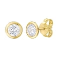 thumbnail image 1 of Lab Created White Sapphire Bezel Set Stud Earrings in 14K Gold, 1 of 4
