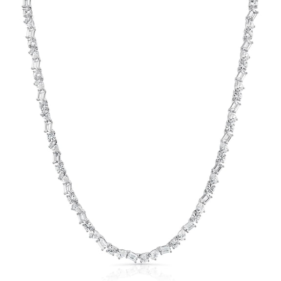 925 Sterling  Silver Lab White Sapphire Tennis Necklace