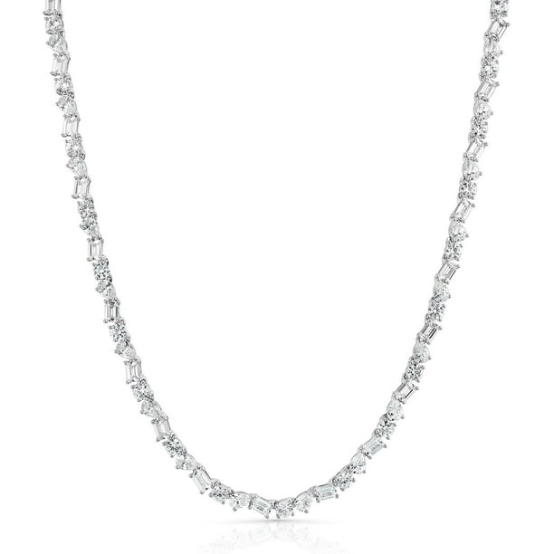 925 Sterling Silver Lab White Sapphire Tennis Necklace - Samsclub.com