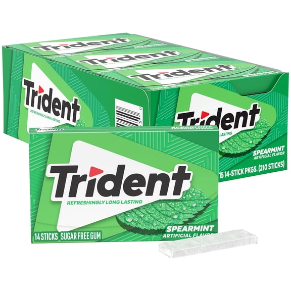 Trident Sugar-Free Chewing Gum, Spearmint, 14 pcs., 15 pk.