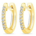 thumbnail image 2 of 0.10 CT. T.W. Diamond Petite Hoop Earrings in 14K Gold, 2 of 5