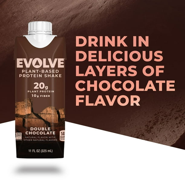 Evolve Plant Based Protein Shake, Double Chocolate (11 fl. oz., 18 pk.) -  Samsclub.com