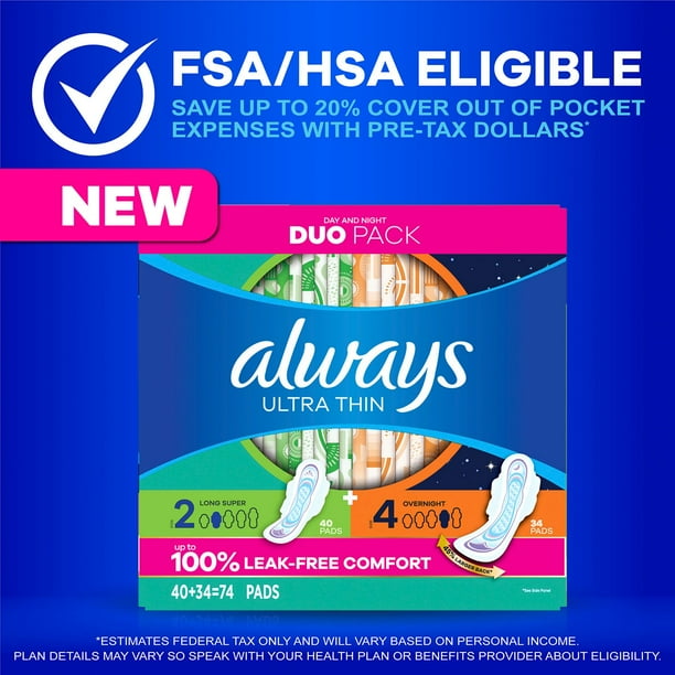 ALWAYS WITH YOU セット Always Ultra Thin Pads Duo Pack, 74 ct. - Samsclub.com