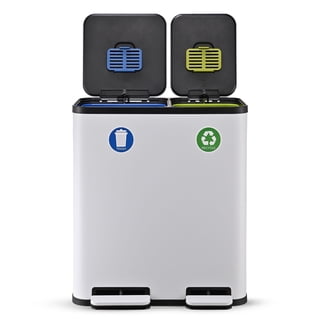 Simpli-Magic 18.5 Gallon (40L x 30L) Dual Compartment Step Trash Can – Kitchen Garbage Can with Waste & Recycling Bins – Slow-Close Lid, Odor Control, Hands-Free