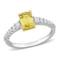 thumbnail image 1 of Emerald Cut Yellow Sapphire & 0.30 CT.T.W. Diamond Ring in 14K Gold, 1 of 6