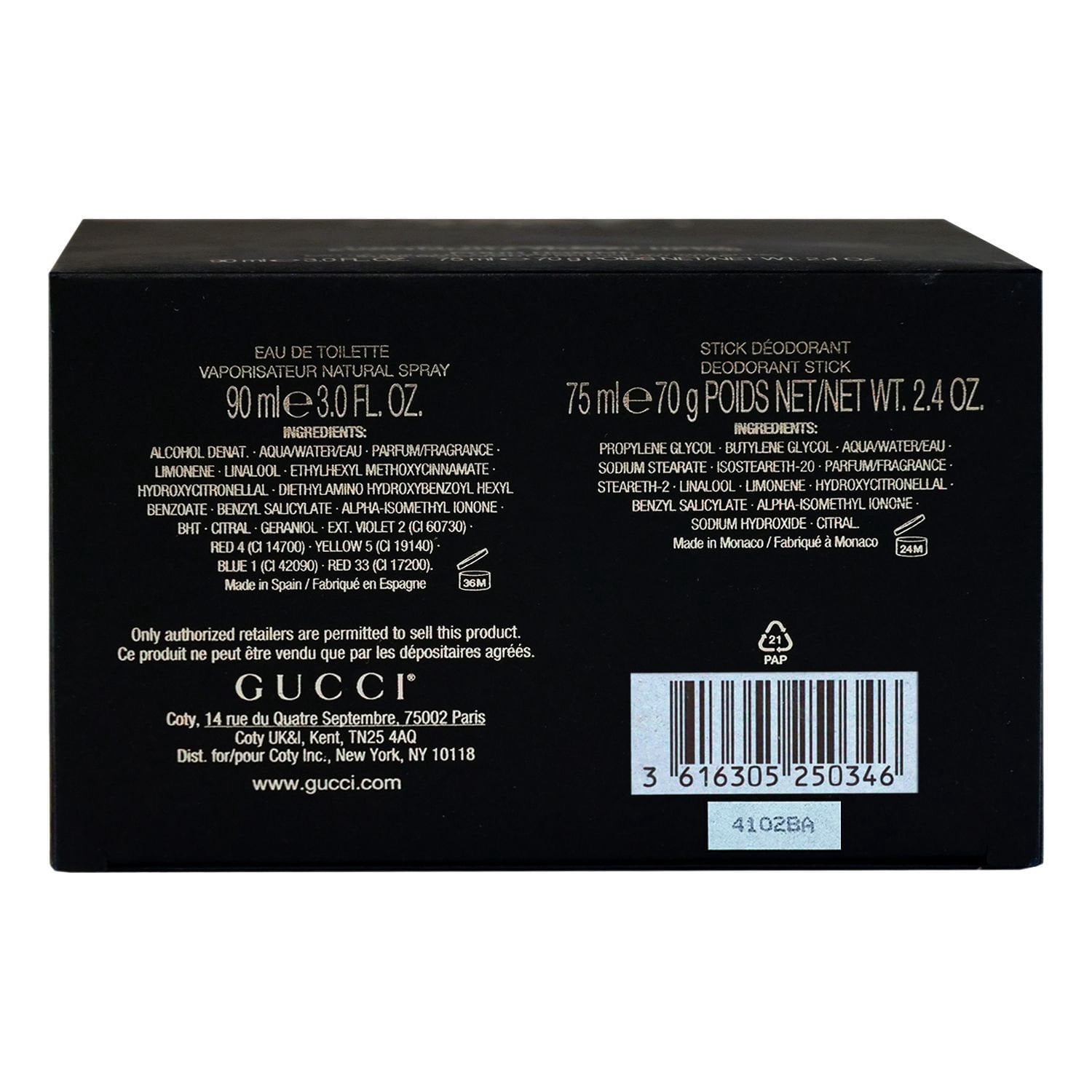 Gucci Guilty Travel 3.0 oz Eau De Toilette Spray and Deo Stick 2.4
