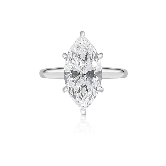 Lab Created Marquise Cut Solitaire Diamond Ring