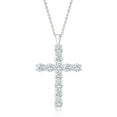 thumbnail image 1 of Lab Created Round Cut Cross Diamond Pendant Necklace in 18K Gold, 1 of 7