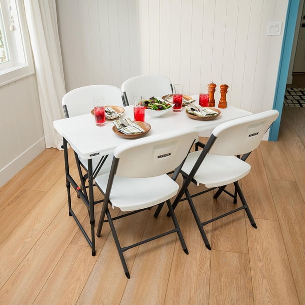 ダイニングテーブル Sam Lifetime 4' Adjustable Height Fold-In-Half Table, White - Samsclub.com