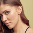 thumbnail image 3 of Round Cut Gemstone & 0.13 CT. T.W. Halo Diamond Stud Earrings in 14K Gold, 3 of 4