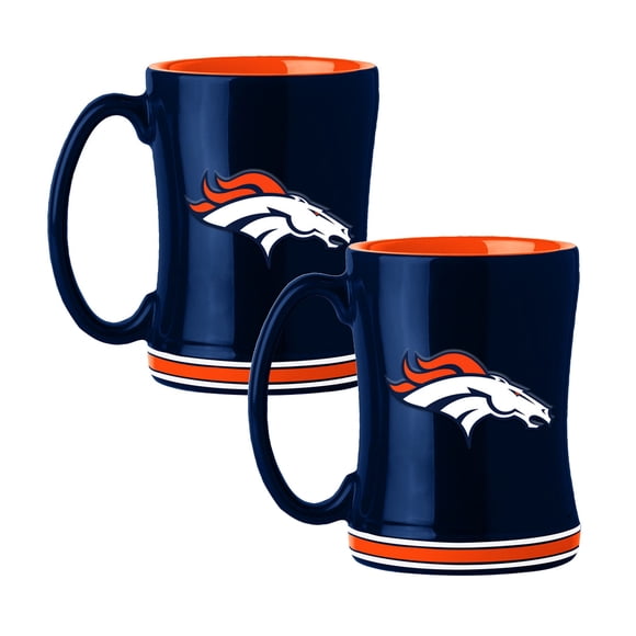 Logo Brands Denver Broncos 14oz Relief Mug Set