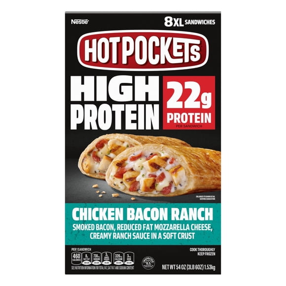 Hot pocket High Protein Chicken Bacon Ranch, Frozen, 6.75 oz., 8 ct.