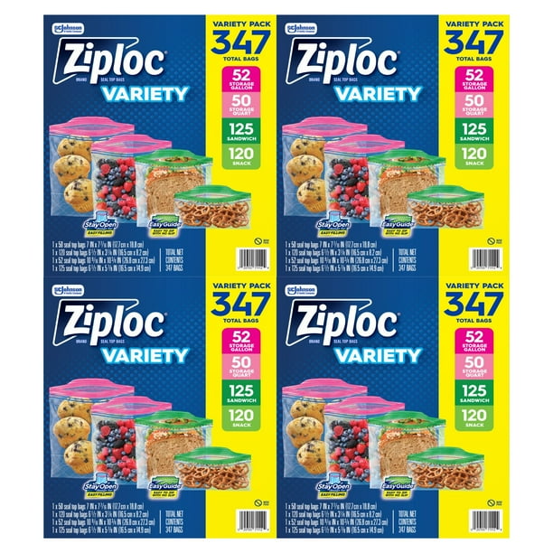 15パック未開封　 SDVP-020 SDVP-021 022　3種セット Ziploc Easy Open Bags Variety Pack with New Stay Open Design, 347