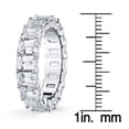 thumbnail image 3 of Lab Created Emerald Cut White Sapphire Eternity Ring in Sterling Silver, 3 of 3