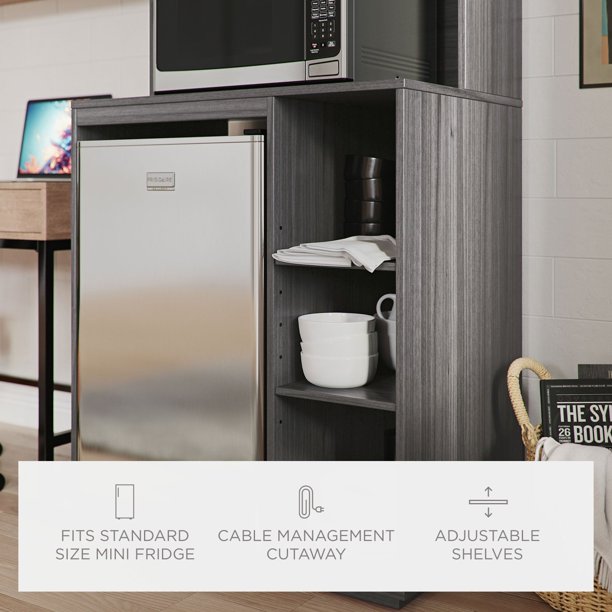The Organization Station with Mini Refrigerator and Microwave 