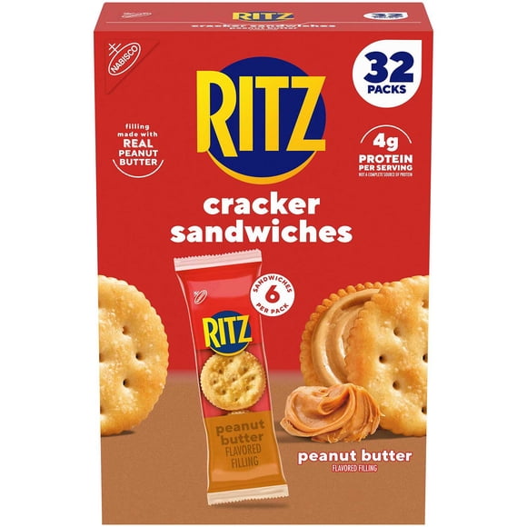 RITZ Peanut Butter Sandwich Crackers, Lunch Snacks, 32 pk.