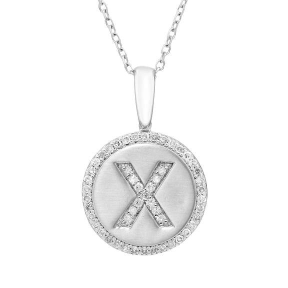 Diamond Initial Pendant Necklace in Sterling Silver