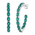 thumbnail image 2 of Oval Cut Gemstone Inside Out Hoop Earrings in Sterling Silver, 2 of 4