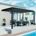 thumbnail image 1 of Backyard Discovery Evanston Steel Wall-Mounted Louvered Pergola with Adjustable Roof, Choose Size, 1 of 10