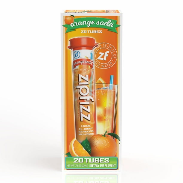 Zipfizz Energy Multi-Vitamin Hydration Drink Mix, Orange Soda, 20