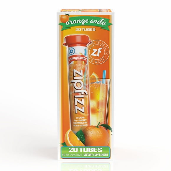 Zipfizz Energy Multi-Vitamin Hydration Drink Mix, Orange Soda, 20 ct.