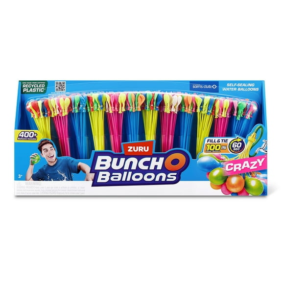 Zuru Bunch O Balloons 400+ Rapid-Fill Self-Tying Recyclable Water Balloons, 12 Stems