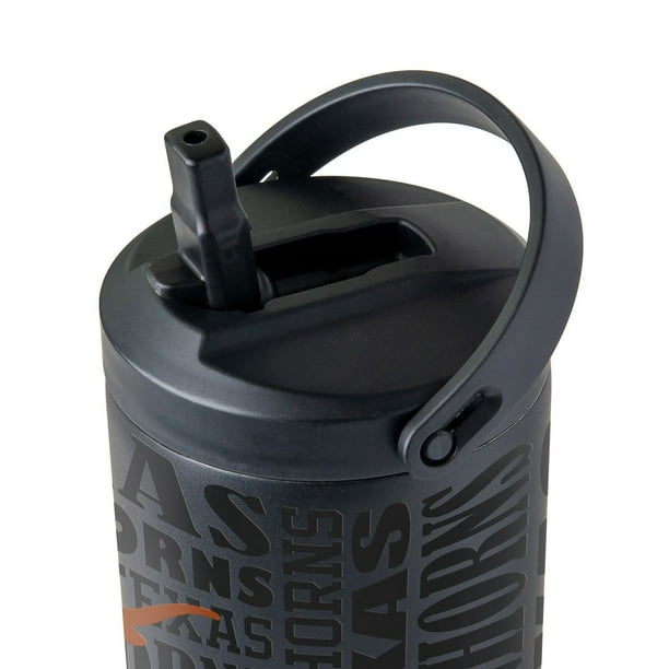 Campus Colors Texas Longhorns 40 Oz Tumbler - Vacuum Insulated Stainless Steel With Handle & Dual Lid Options (Straw & Sip), Black
