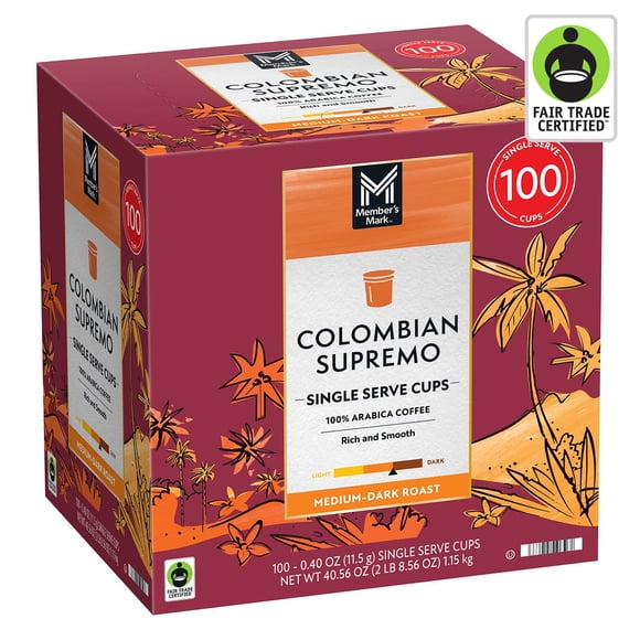 Member's Mark Medium-Dark Roast Coffee Pods, Colombian, 100 ct.