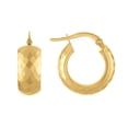 thumbnail image 1 of Diamond Cut Faceted Huggie Hoop Earrings in 14K Gold, 1 of 6