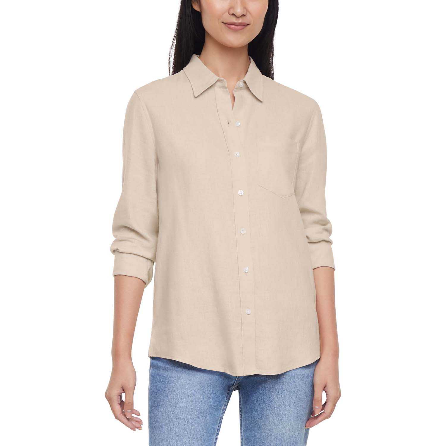 gap womens dress shirts Women's Organic Cotton Poplin Classic Shirt by New Off White Size XXL Certain styles have allover prints or buttons at back Gap Women's Linen Blend Button-Down