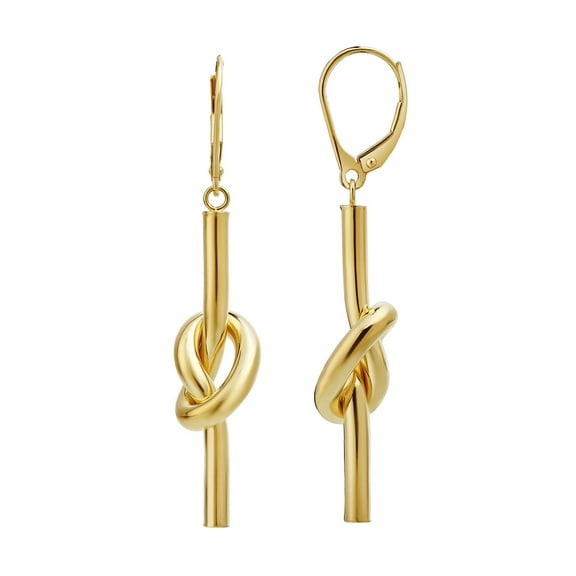 Love Knot Stick Drop Stud Earrings in 14K Gold