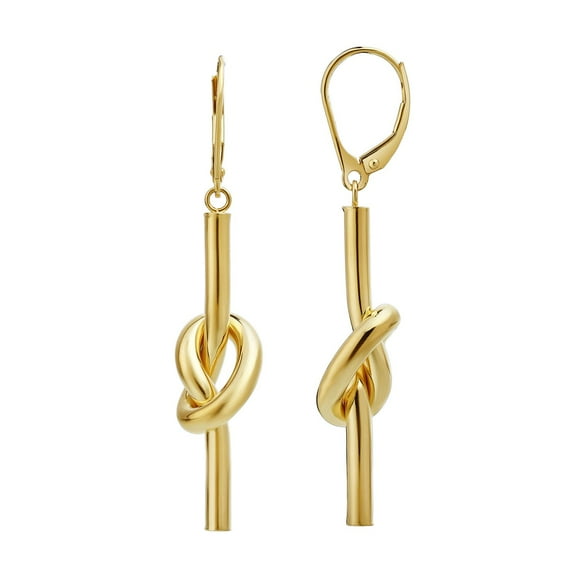 Love Knot Stick Drop Stud Earrings in 14K Gold