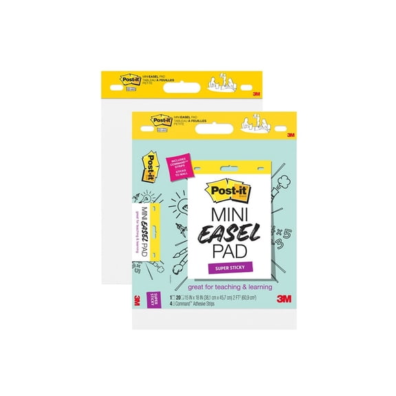 Post-it® Self-Stick Mini Easel Pads, 15 in. x 18 in., 2 Pads, 40 Sheets Total