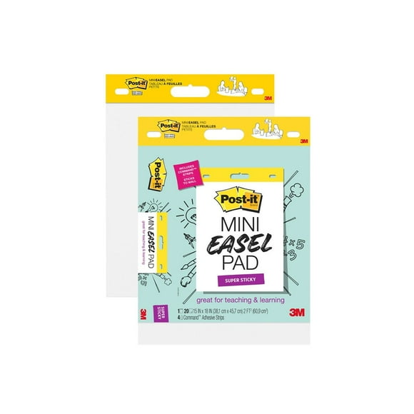 Post-it® Self-Stick Mini Easel Pads, 15 in. x 18 in., 2 Pads, 40 Sheets Total