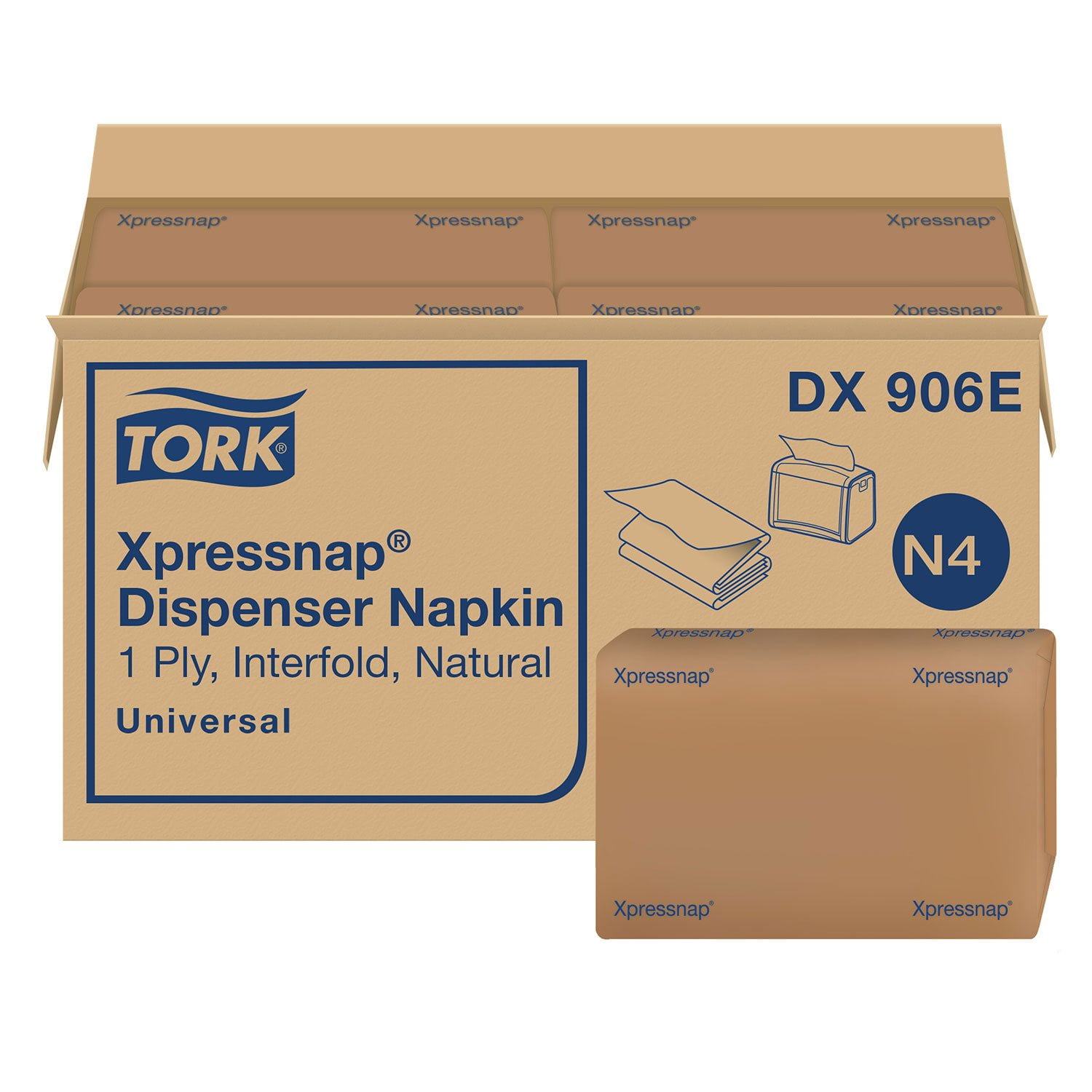 Tork Xpressnap 1-Ply Brown Interfold Dispenser Napkins, 12 pks