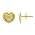 thumbnail image 2 of Beaded Heart Stud Earrings in 14K Gold, 2 of 6