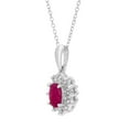 thumbnail image 2 of Oval Cut Gemstone & 0.18 CT. T.W. Starburst Pendant Necklace in 14K Gold, 2 of 3