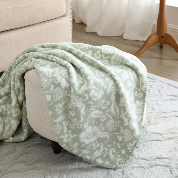 Laura Ashley Coco Plush Reversible Throw, 60