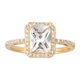thumbnail image 1 of Lab Created Emerald Cut Gemstone & Diamond Ring in 14K Gold, 1 of 6