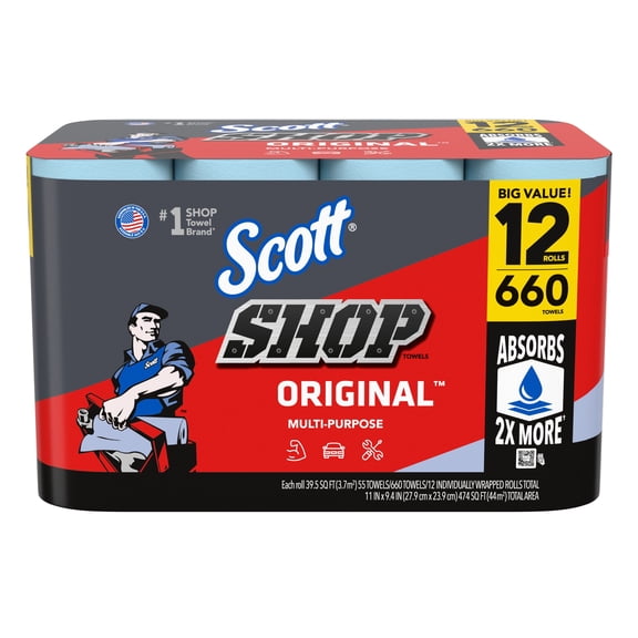 Scott Shop Towels Original 55 sheets/roll, 12 rolls