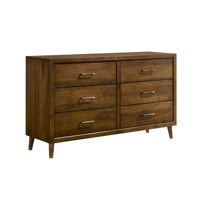 Zuma 6-Drawer Dresser & Mirror in Walnut