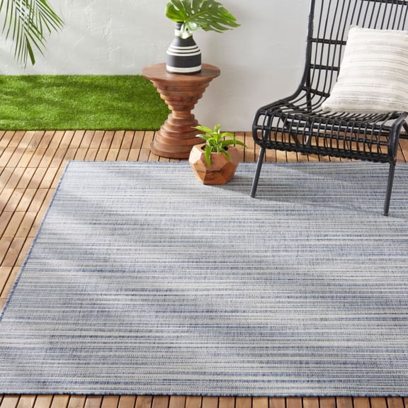 Nicole Miller New York Patio Country Wynona Contemporary Abstract Indoor/Outdoor Area Rug, Blue/Beige