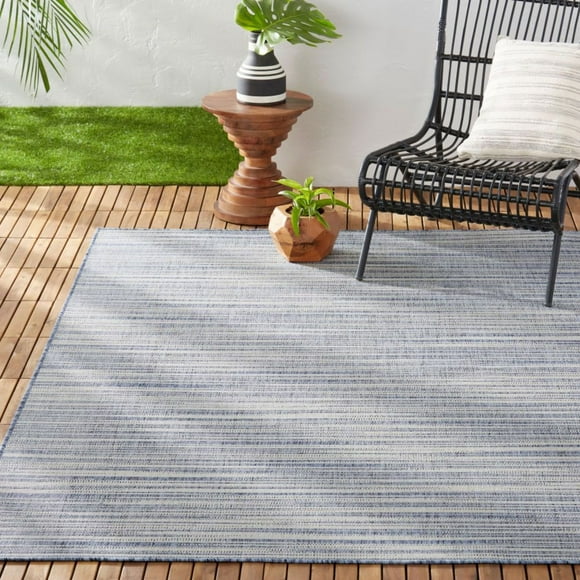 Nicole Miller New York Patio Country Wynona Contemporary Abstract Indoor/Outdoor Area Rug, Blue/Beige
