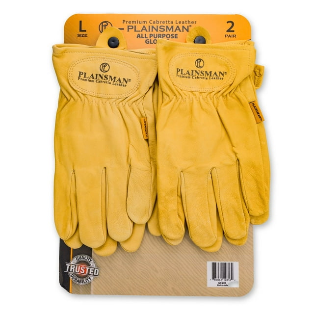 Plainsman Premium Cabretta Tan Leather Gloves, 2 Pairs
