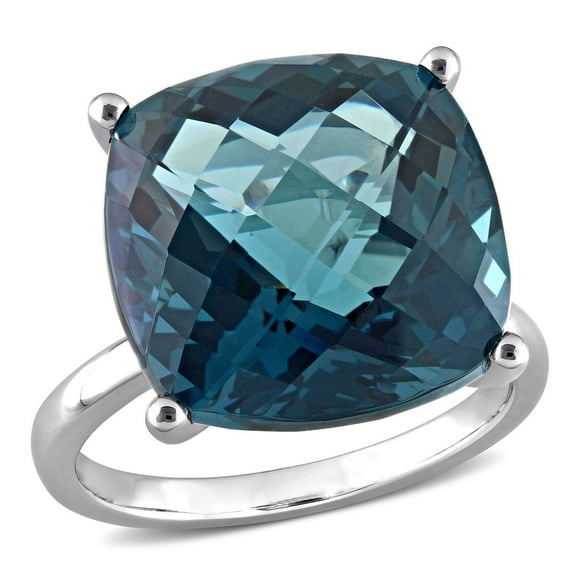 Cushion Cut London Blue Topaz Ring in 14K Gold