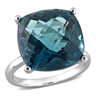 Cushion Cut London Blue Topaz Ring in 14K Gold