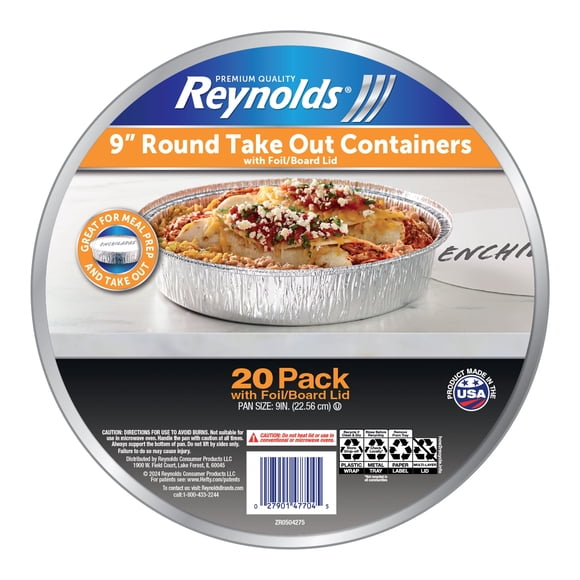 Reynolds 9" Round Aluminum Foil Containers with Lids, 20 ct.