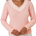 thumbnail image 4 of Lands' End Women's V-Neck Cable Sweater, 4 of 5